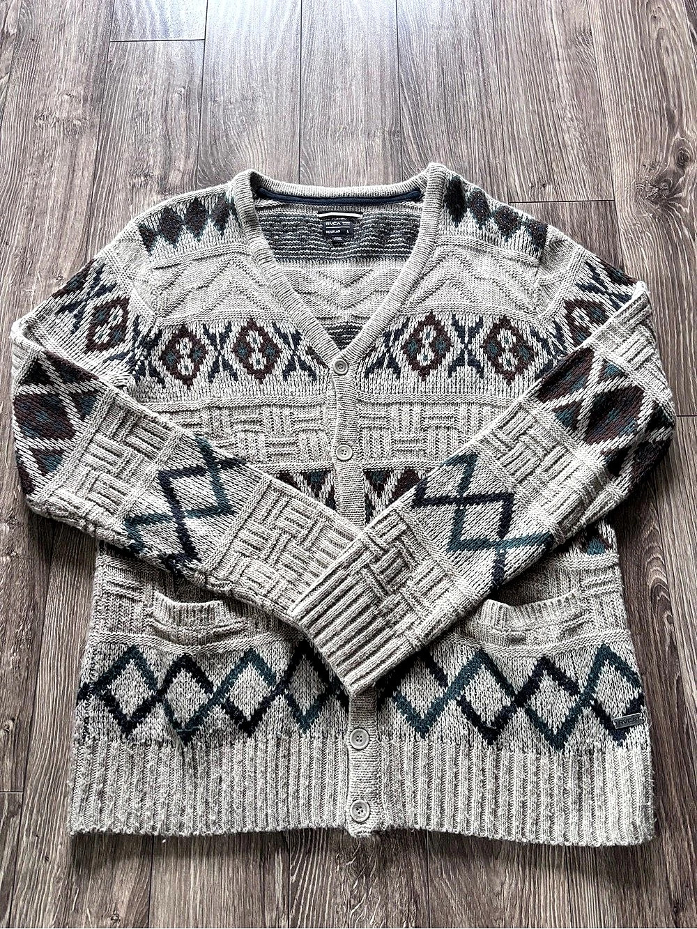 RVCA Geometric Knit Crewneck Sweater Large